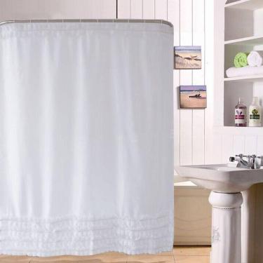 Imagem de Cortina impermeável do chuveiro de babados de renda com 12 ganchos 180*180c