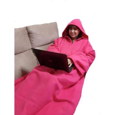 Imagem de Cobertor Com Mangas E Capuz Fechado - Rosa Chiclete - 1,90M X 1,60M -