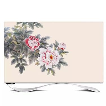 Imagem de Capa protetora contra poeira para TV LCD Peony interna, protetor de tela de TV extensível para pendurar em mesa curva LED à prova de poeira capa de quarto sala de estar capa de aparelho de TV