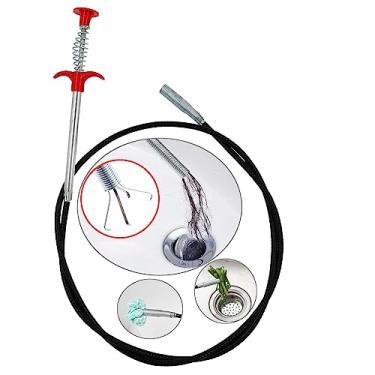 Imagem de Ferramenta de coleta flexível de 152 cm, bastão de garra retrátil, auxílio de cobra e cabo, use para pegar pelos de lixo e drenar trado para desentupir o cabelo de ralos, pia, vaso sanitário e limpar