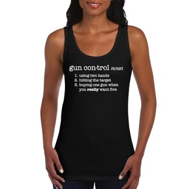Imagem de Camiseta regata feminina Gun Control Definition 2nd Amendment 2A Second Guns Rights American Veteran Don't Tread on Me, Preto, XXG