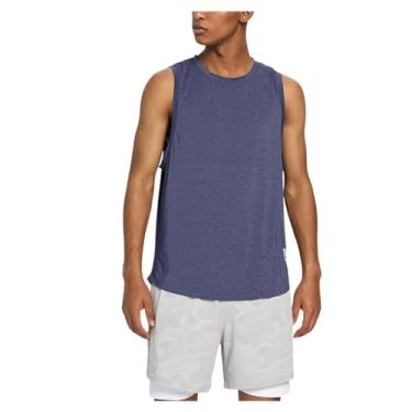 Imagem de Camiseta de compressão masculina Active Vest Body Building Slim Fit Workout Quick Dry Muscle Fitness Tank, Azul, G