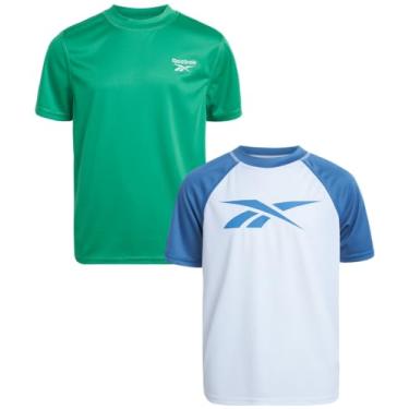 Imagem de Reebok Camiseta de natação Rash Guard para meninos - FPS 50+ camisa de água de secagem rápida de manga curta - Pacote com 2 camisetas de natação com proteção solar, Azul ardósia, P
