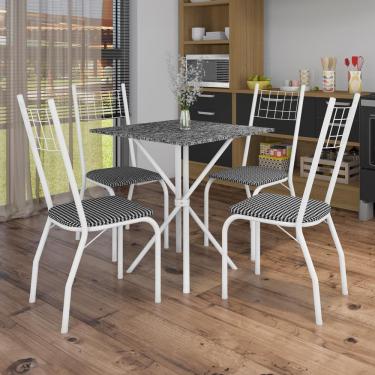 Imagem de Mesa de Jantar de Granito Quadrada Fabone Brisa com 4 Cadeiras Estofadas