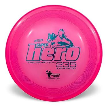 Imagem de Hero Disc USA Superhero 235 K9 Frisbee de plástico, brinquedo para cães ao ar livre e frisbee para animais de estimação, disco voador resistente a perfurações (rosa)