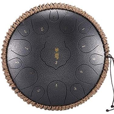 Imagem de Tambor de língua de aço de liga, gongo, tambor de panda, tambor de tambor de aço, bateria e percussão, tambor de handpan, instrumentos de percussão, prata escura, 12 polegadas 11 notas