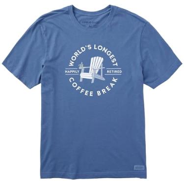 Imagem de Life is Good - Camiseta masculina Worlds Longest Coffee Break, Azul vintage, M