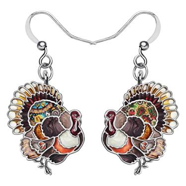 Imagem de DALANE Brincos de peru de liga de esmalte para o Dia de Ação de Graças, joias para mulheres, acessórios para meninas, 26mm x 21mm, Zinco, Sem pedra preciosa