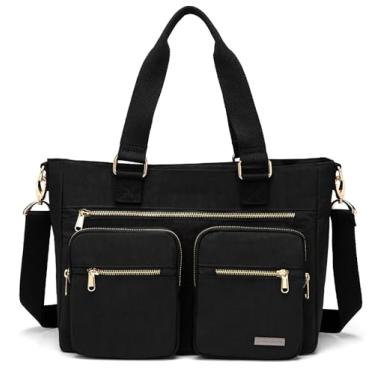 Imagem de La Packmore Bolsa de ombro de nylon repelente de água, bolsa para laptop, professor, enfermeira, mala, bolsa clínica, Noir, 14-Inch