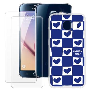 Imagem de MILEGOO Capa para Samsung Galaxy S6 + 2 peças protetoras de tela de vidro temperado, capa de TPU de silicone macio à prova de choque para Samsung Galaxy S6 (5,1 polegadas)