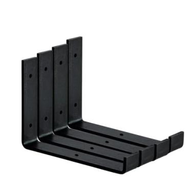 Imagem de Kit 4 Suporte Mão Francesa Invertida Reforçada Para Prateleira Industrial Cor Preta 15 cm