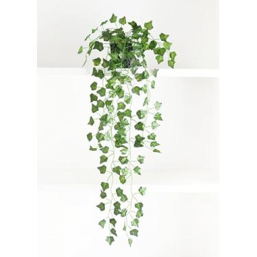 Imagem de Arranjo de Hera Artificial com Vaso Preto Incluso Tamanho P - Planta Artificial Caída para Prateleira