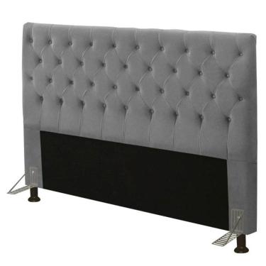 Imagem de Cabeceira Casal King 195Cm Cristal Suede Cinza - Js Móveis