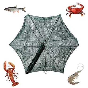 Imagem de Armadilha para Peixe,6 Buracos Rede de Pesca Autom¨¢tica Pote Camar?o Isca de Lagosta Gaiola Minnow Nylon Caranguejo Dobr¨¢vel Armadilha para Peixe Elenco para F¨¢cil Retirada(6Holes), Pote de pesc