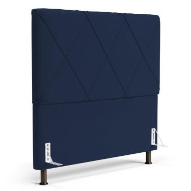 Imagem de Cabeceira Cama Box Casal Queen Size Mel 160cm Com Frame Veludo Azul Marinho - Desk Design