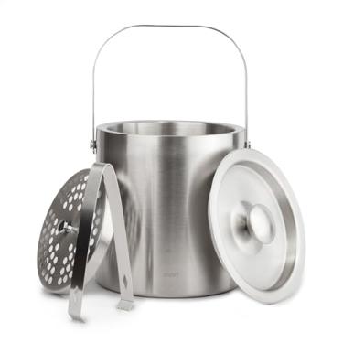 Imagem de Balde de gelo aço inox 2,5L MR1260 Parede Dupla Com Pegador Tampa Alça Separador de Gelo