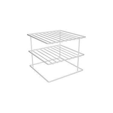 Imagem de Organizador Porta Pratos Cantoneira Quadrado Prateleira 3 Níveis (Branco)