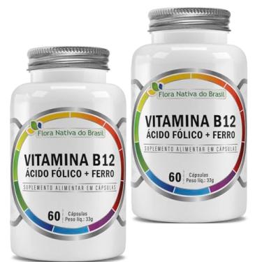 Imagem de Kit 2uni de Vitamina B12 + Ácido Fólico + Ferro 60 Capsulas - Flora Nativa