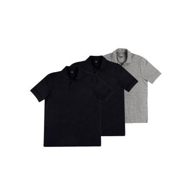 Imagem de Kit com 3 Camisetas Polo Masculina Hering N3a7 Azul Marinho-Masculino