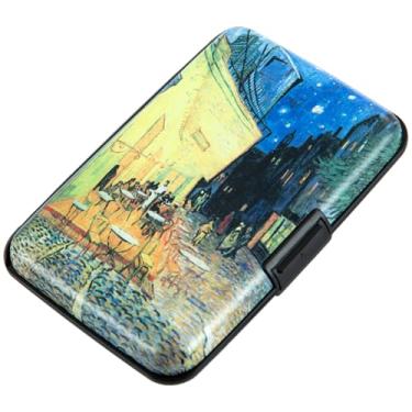 Imagem de Kaabao Porta-cartão de crédito para mulheres e homens, carteira com bloqueio de RFID, pequena empresa, de metal, fina, mini capa rígida de alumínio, Cafe Terrace at Night por Vincent Van Gogh, Small,
