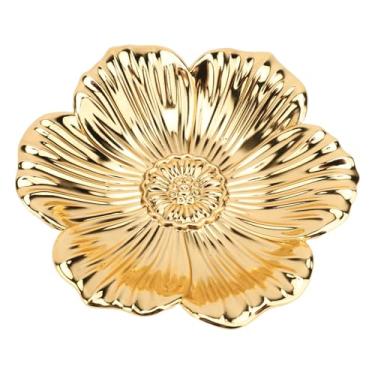 Imagem de Bandeja Redonda para Servir Turco, Material de Ferro, Padrão Em Relevo Vintage, Uso Versátil, Bandeja para Servir chá e café Com Bola de Suporte Redonda para Joias (ouro)