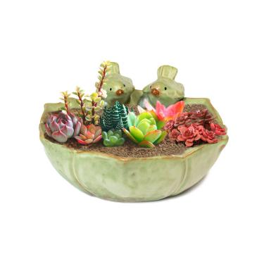 Imagem de Panela de cerâmica suculenta/vaso de plantas/vaso de flores/vaso de bonsai Dahlia Twittering Song Birds feita à mão