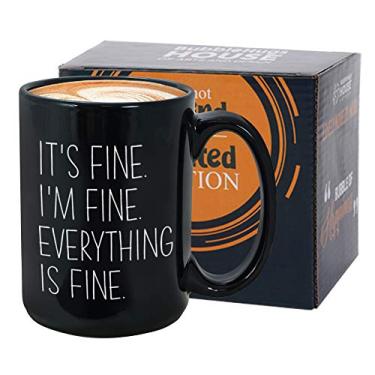 Imagem de Caneca de café Mom - It's Fine I'm Fine Everything Is Fine - engraçada sarcástica piada espirituosa humor sarcasmo para mulheres mãe ela