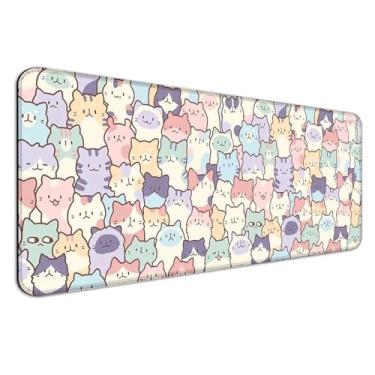 Imagem de AYKDTFN Mouse pad para jogos de gato rosa, tapete de mesa grande Kawaii, teclado de computador, laptop, mousepad para trabalho, escritório e casa, GG