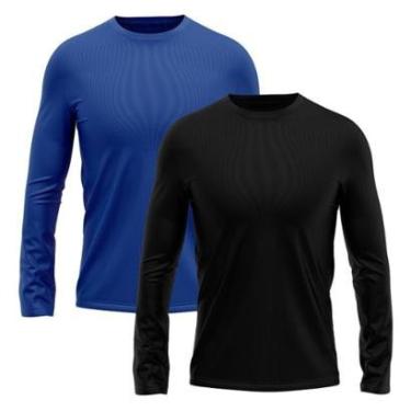 Imagem de Kit 2 Camisetas Masculina Manga Longa Dry Proteção Solar UV Segunda Pele Treino-Masculino