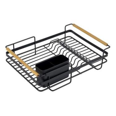 Imagem de Escorredor De Louças 44x31x13cm Aço E Madeira Até 12 Pratos - Yoi, Pre