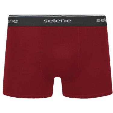 Imagem de Cueca Selene Masculina Algodão Plus Size Boxer Box, Bordô, X1