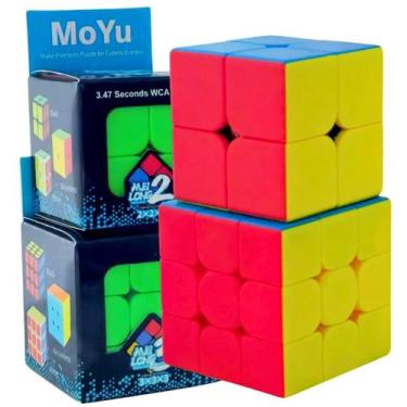 Imagem de Kit Cubo Mágico Moyu Meilong Stickerless Original 2x2 C/ 3x3