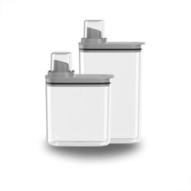 Imagem de KIT 2 Dispenser Com Medidor Kit 1,5L e 2,3L Sabão em Pó Amaciante Sabã