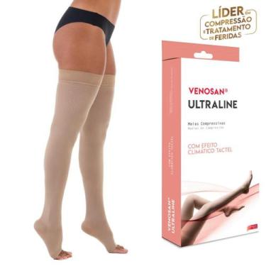 Imagem de Meia Coxa 7/8 Venosan Ultraline 4000 Compressão 20-30mmHg Pé Aberto Be