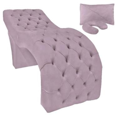 Imagem de Maca Estética Facial Capitonê Largura 70cm Espuma D26 Veludo Rose SOFA