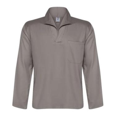Imagem de Camisa brim cinza manga longa profissional construção civil indústria 