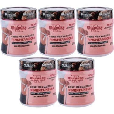 Imagem de Kit com 5 Creme Pimenta Negra Elimina Estrias e Celulites - Rhenuks