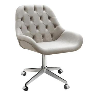Imagem de Poltrona Decorativa Lua Cadeira Giratória com Rodinhas Escritório, Hom