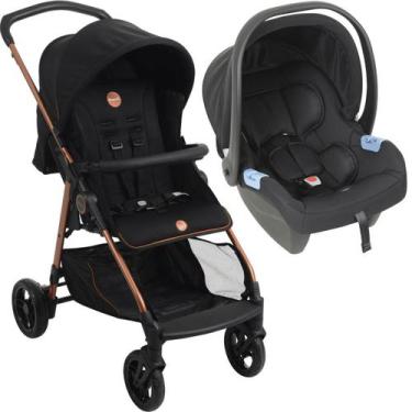Imagem de Carrinho de Bebe Burigotto Lui com Bebe Conforto Preto Cobre