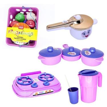 Imagem de Cozinha Infantil Menina Brinquedo Mercado Panela Jarra 21pç - Altimar