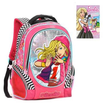 Imagem de Mochila Infantil Costas Tam G Holográfica Com Livro Barbie - Seanite