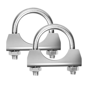 Imagem de Glarks 2 braçadeiras de escape de aço inoxidável 304 de 32 mm (1-1/10.2 cm) braçadeiras de escape de parafuso em U design com flange de sela para tubo de escape