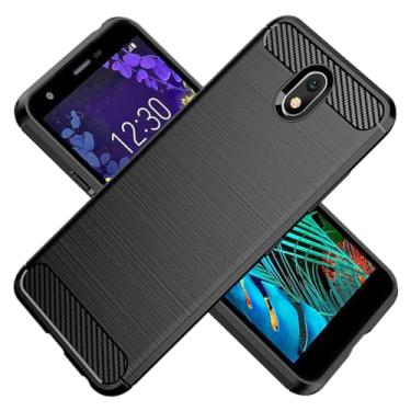 Imagem de HTXWXJC Capa para LG K30 2019, LG X2 2019 LM-X320E, capa protetora fina de borracha TPU de fibra de carbono antiarranhões à prova de choque para LG K30 (2019) preta