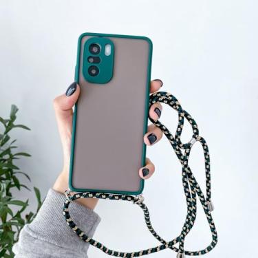 Imagem de Capa com alça de pescoço para pendurar cordão crossbody para Xiaomi para Redmi Note 11 10 Pro 9 8 7 10S 9T Mi 11T Lite 10T POCO X3NFC M3 M4 capa transparente, D verde, para Redmi Note 11