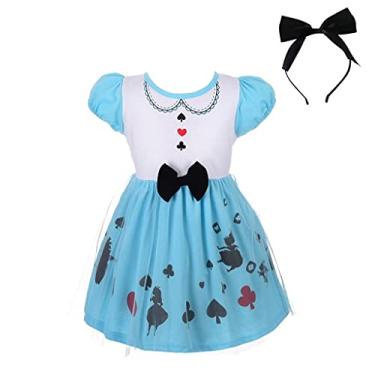 Imagem de Dressy Daisy Vestido de princesa, saia de tule para festa de Halloween, roupa de verão para bebês e meninas pequenas, Estilo 3 (vestido com argola de cabelo), 12-24 Meses