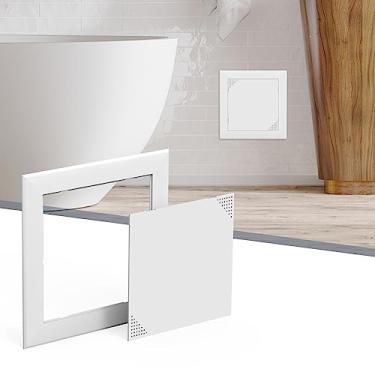 Imagem de Flamorrow Painel de acesso para drywall, porta de acesso de encanamento, capa autoadesiva de 15 x 15 cm com orifício de ventilação de ar, painéis de acesso de plástico durável para drywall, teto