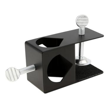 Imagem de RTNLIT Suporte universal de grampo de tocha para postes de montagem ao ar livre na varanda/trilho/mesa/cerca, preto (conjunto de 1)