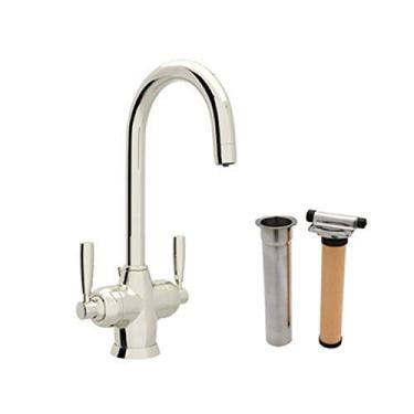 Imagem de Rohl U.KIT1335LS-PN-2 A7645Apc Torneira de banheiro de furo único Perrin e Rowe com filtro trifluxo, níquel polido