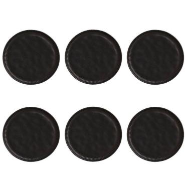 Imagem de Conjunto De Pratos Rasos 06 Peças Linhas Preto Matte Porto Brasil
