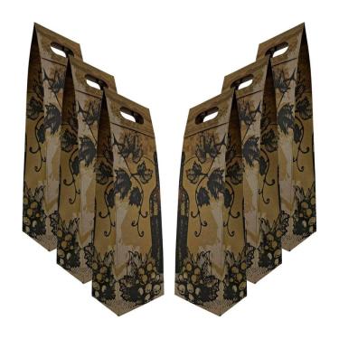 Imagem de Kit 6 Sacolas Garrafa Vinho Champagne Reforçada Kraft 220g/m Unicor